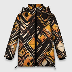 Куртка зимняя женская Жёлтые ромбы и линии, цвет: 3D-черный