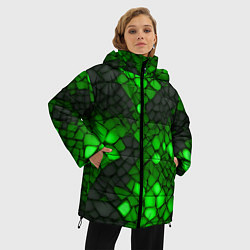 Куртка зимняя женская Зелёный трескающийся камень, цвет: 3D-светло-серый — фото 2