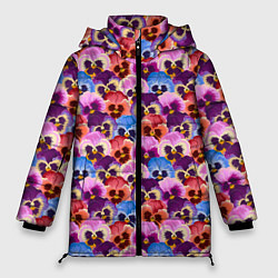 Женская зимняя куртка Разноцветные анютины глазки