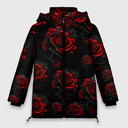 Женская зимняя куртка Красные розы цветы