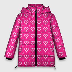 Женская зимняя куртка Сердечки паттерн насыщенный розовый