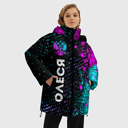 Куртка зимняя женская Олеся и неоновый герб России по-вертикали, цвет: 3D-черный — фото 2