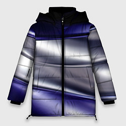 Женская зимняя куртка Белая абстракция на фиолетовом