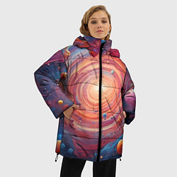 Куртка зимняя женская Галактика в спирали, цвет: 3D-красный — фото 2
