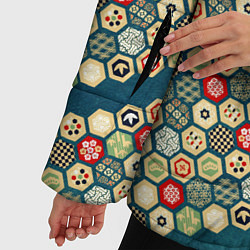 Куртка зимняя женская Традиционный японский узор: черепаховый панцирь-со, цвет: 3D-черный — фото 2