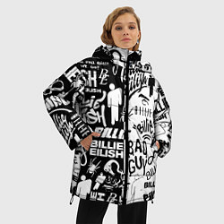 Куртка зимняя женская Billie Eilish чернобелые битва лого, цвет: 3D-красный — фото 2