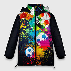 Женская зимняя куртка Разноцветные футбольные мячи