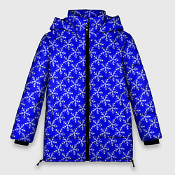 Женская зимняя куртка Паттерн снежинки синий
