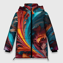 Куртка зимняя женская Красивый яркий узорчик, цвет: 3D-красный