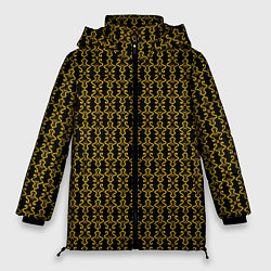 Куртка зимняя женская Узоры чёрно-золотой паттерн, цвет: 3D-черный