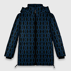 Куртка зимняя женская Узоры чёрно-синий паттерн, цвет: 3D-черный