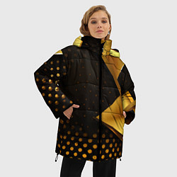 Куртка зимняя женская Золотистая текстура абстракт, цвет: 3D-красный — фото 2