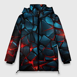 Куртка зимняя женская Синие плиты с красным разломом, цвет: 3D-красный