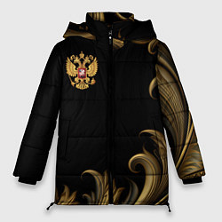 Женская зимняя куртка Герб России и золотистый узор