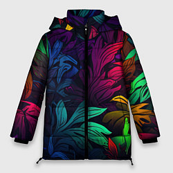 Женская зимняя куртка Яркие абстрактные листья