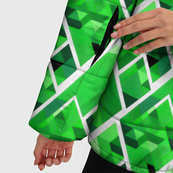 Куртка зимняя женская Зелёные треугольники и белые полосы, цвет: 3D-красный — фото 2