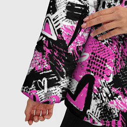 Куртка зимняя женская Каракулевые сердечки паттерн, цвет: 3D-черный — фото 2