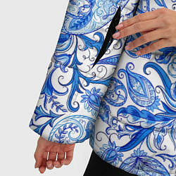Куртка зимняя женская Гжельская роспись на белом фоне, цвет: 3D-светло-серый — фото 2