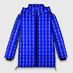 Женская зимняя куртка Синий полосы в цветочек