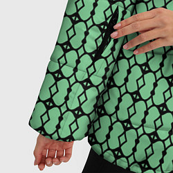 Куртка зимняя женская Чёрные узоры на зелёном, цвет: 3D-светло-серый — фото 2