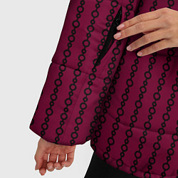 Куртка зимняя женская Полосы цепочки красно-пурпурный, цвет: 3D-черный — фото 2