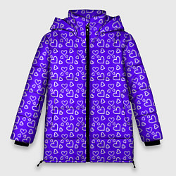Женская зимняя куртка Паттерн маленькие сердечки фиолетовый