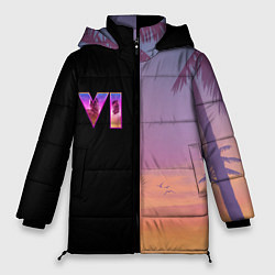 Куртка зимняя женская GTA 6 пальмы, цвет: 3D-черный