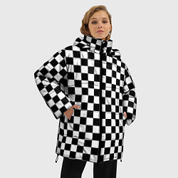 Куртка зимняя женская Шахматное поле чёрно-белый, цвет: 3D-черный — фото 2