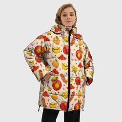 Куртка зимняя женская Символы богатства в паттерне, цвет: 3D-светло-серый — фото 2