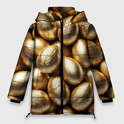 Куртка зимняя женская Золотые Пасхальные яйца, цвет: 3D-красный