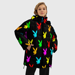 Куртка зимняя женская Playboy pattern неон, цвет: 3D-светло-серый — фото 2