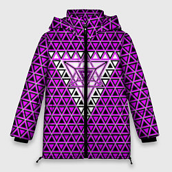 Женская зимняя куртка Розовые и чёрные треугольники
