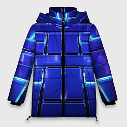 Куртка зимняя женская Синие плиты с неоном, цвет: 3D-светло-серый