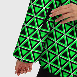 Куртка зимняя женская Зелёные и чёрные треугольники, цвет: 3D-красный — фото 2