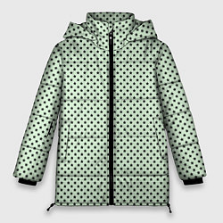 Куртка зимняя женская Светло-салатовый паттерн маленькие звёздочки, цвет: 3D-светло-серый