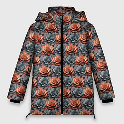 Куртка зимняя женская Цветочный патерн, цвет: 3D-красный