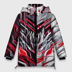 Куртка зимняя женская Адские линии киберпанк, цвет: 3D-светло-серый
