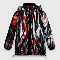 Куртка зимняя женская Агрессивные линии белые и красные, цвет: 3D-красный