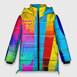 Куртка зимняя женская Цветная абстракция - поп арт, цвет: 3D-красный