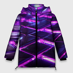 Куртка зимняя женская Фиолетовая неоновая плитка, цвет: 3D-черный
