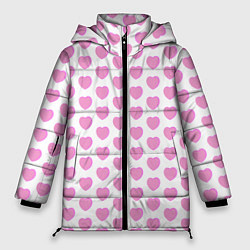 Куртка зимняя женская Нежные розовые сердечки, цвет: 3D-красный