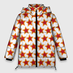 Женская зимняя куртка Красные звезды с контуром
