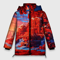 Куртка зимняя женская Город в стиле майнкрафт, цвет: 3D-красный
