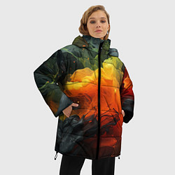 Куртка зимняя женская Взрыв оранжевой краски, цвет: 3D-красный — фото 2