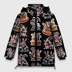 Куртка зимняя женская Кролики - Камасутра позы, цвет: 3D-красный