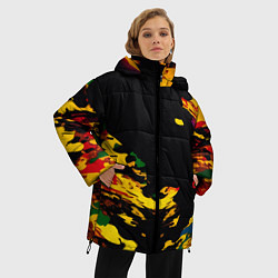 Куртка зимняя женская Черная абстрактная дыра, цвет: 3D-красный — фото 2