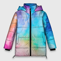 Женская зимняя куртка Цветные разводы акварели