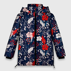 Женская зимняя куртка Цветущие реалистичные цветы