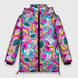 Куртка зимняя женская Летний танец единорога, цвет: 3D-черный