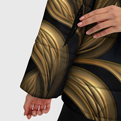 Куртка зимняя женская Лепнина объемные золотые узоры на темном синем фон, цвет: 3D-светло-серый — фото 2